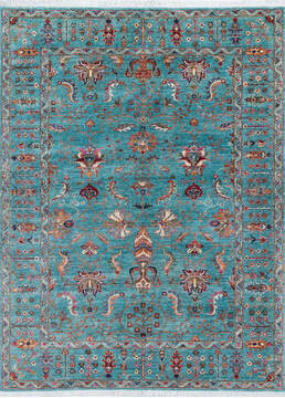 Chobi Blue Hand Knotted 5'10" X 7'11"  Area Rug 700-146581