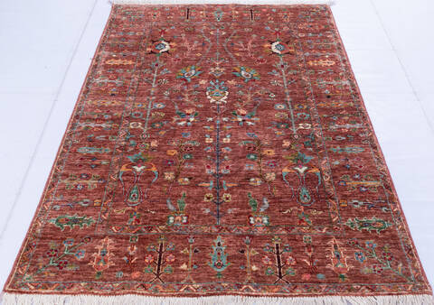 Chobi Orange Hand Knotted 42 X 60 Area Rug 700-146583 Image 1
