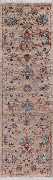 Chobi Beige Runner Hand Knotted 25 X 80 Area Rug 700-146585 Image 0