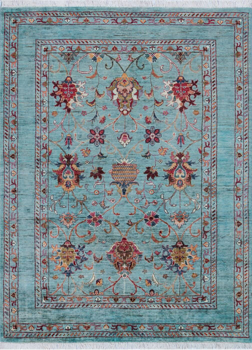 Chobi Green Hand Knotted 51 X 69 Area Rug 700-146587 Image 0