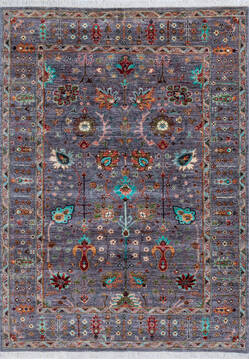 Afghan Chobi Purple Rectangle 5x8 ft Wool Carpet 146588