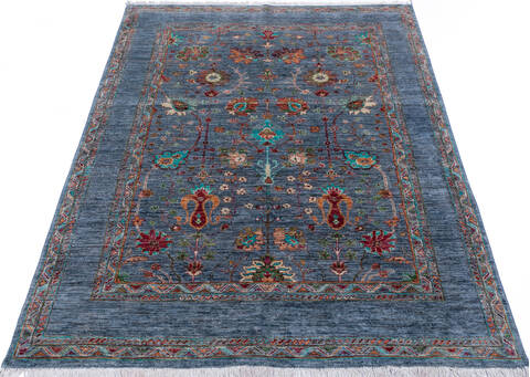 Chobi Blue Hand Knotted 59 X 81 Area Rug 700-146590 Image 1