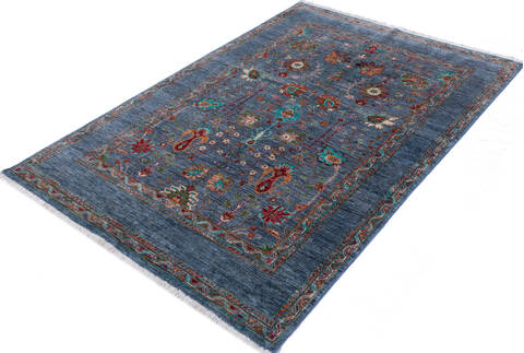 Chobi Blue Hand Knotted 59 X 81 Area Rug 700-146590 Image 2