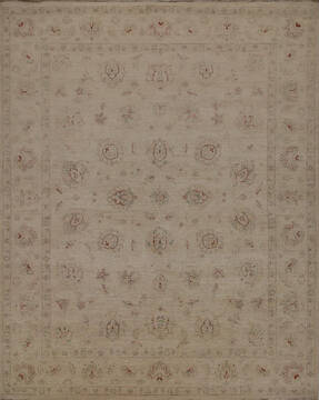Afghan Chobi Beige Rectangle 8x10 ft Wool Carpet 146593