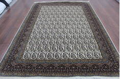 Indian Persian Beige Rectangle 7x10 ft Wool Carpet 146597