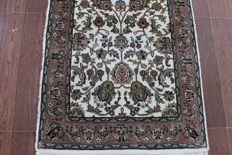 Persian Beige Runner Hand Knotted 27 X 910 Area Rug 902-146620 Image 1