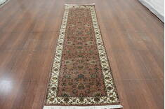Indian Persian Beige Runner 6 to 9 ft Wool Carpet 146631