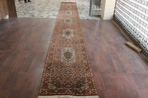 Persian Beige Runner Hand Knotted 27 X 208 Area Rug 902-146638 Image 0