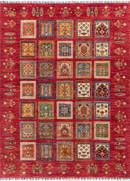 Chobi Red Hand Knotted 5'2" X 6'11"  Area Rug 700-146647