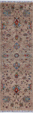 Afghan Chobi Brown Runner 6 to 9 ft Wool Carpet 146654