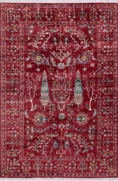 Chobi Red Hand Knotted 5'9" X 8'6"  Area Rug 700-146659