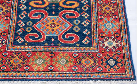 Kazak Blue Runner Hand Knotted 27 X 97 Area Rug 700-146667 Image 4