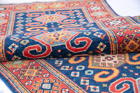 Kazak Blue Runner Hand Knotted 27 X 97 Area Rug 700-146667 Image 5