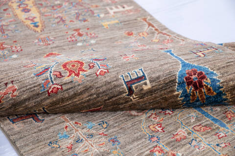 Chobi Brown Runner Hand Knotted 27 X 99 Area Rug 700-146669 Image 5