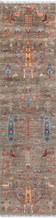 Chobi Brown Runner Hand Knotted 27 X 99 Area Rug 700-146669 Image 0