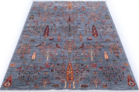 Chobi Grey Hand Knotted 510 X 84 Area Rug 700-146670 Image 1