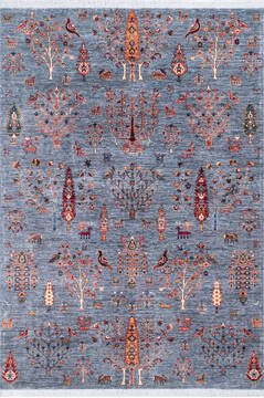 Chobi Grey Hand Knotted 5'10" X 8'4"  Area Rug 700-146670