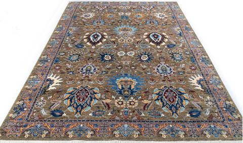 Chobi Green Hand Knotted 810 X 120 Area Rug 700-146673 Image 1