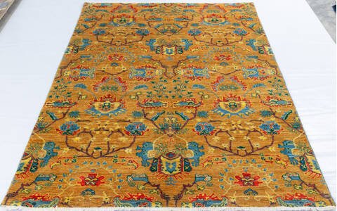 Chobi Yellow Hand Knotted 62 X 810 Area Rug 700-146674 Image 1