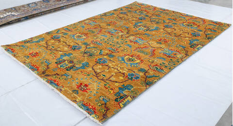 Chobi Yellow Hand Knotted 62 X 810 Area Rug 700-146674 Image 2