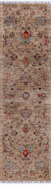 Chobi Brown Runner Hand Knotted 2'7" X 8'9"  Area Rug 700-146677