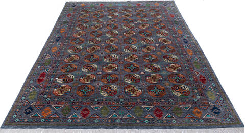 Chobi Grey Hand Knotted 83 X 107 Area Rug 700-146679 Image 1