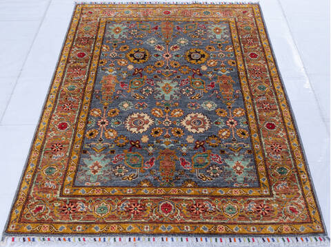 Chobi Grey Hand Knotted 42 X 56 Area Rug 700-146680 Image 1
