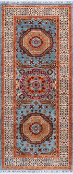 Chobi Blue Runner Hand Knotted 2'9" X 6'5"  Area Rug 700-146681