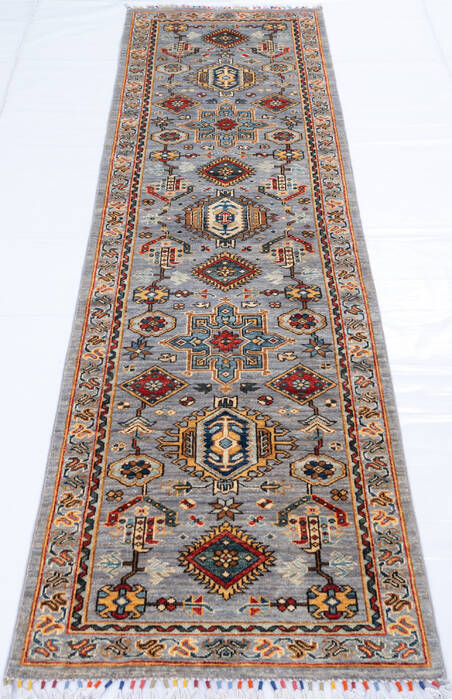 Chobi Grey Runner Hand Knotted 27 X 99 Area Rug 700-146682 Image 1