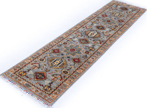Chobi Grey Runner Hand Knotted 27 X 99 Area Rug 700-146682 Image 2
