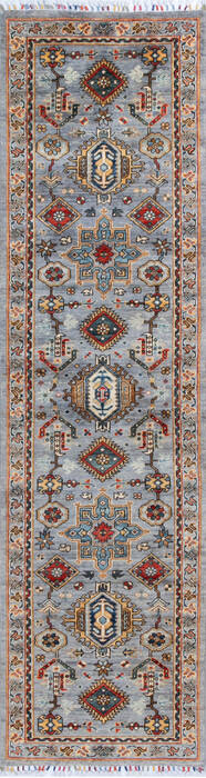 Chobi Grey Runner Hand Knotted 27 X 99 Area Rug 700-146682 Image 0