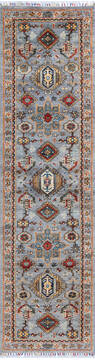 Afghan Chobi Grey Runner 10 to 12 ft Wool Carpet 146682
