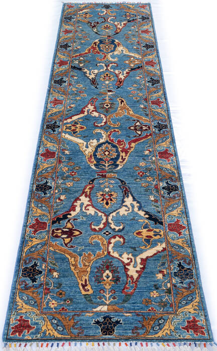 Chobi Blue Runner Hand Knotted 211 X 119 Area Rug 700-146684 Image 1