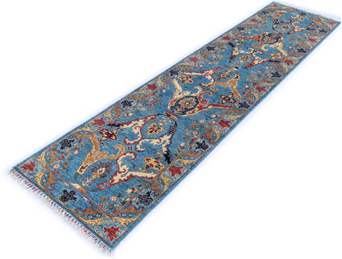 Chobi Blue Runner Hand Knotted 211 X 119 Area Rug 700-146684 Image 2