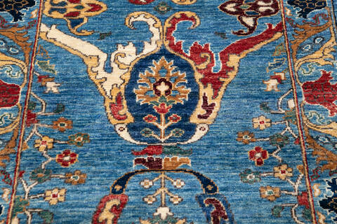Chobi Blue Runner Hand Knotted 211 X 119 Area Rug 700-146684 Image 3