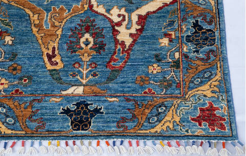 Chobi Blue Runner Hand Knotted 211 X 119 Area Rug 700-146684 Image 4
