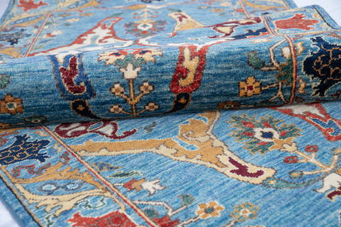 Chobi Blue Runner Hand Knotted 211 X 119 Area Rug 700-146684 Image 5
