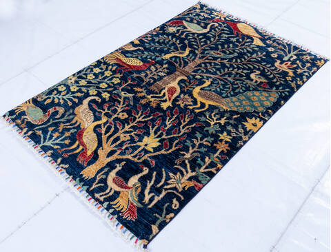 Chobi Blue Hand Knotted 33 X 50 Area Rug 700-146685 Image 2