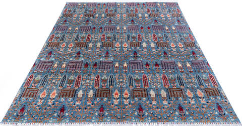 Chobi Blue Hand Knotted 81 X 99 Area Rug 700-146687 Image 1