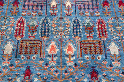 Chobi Blue Hand Knotted 81 X 99 Area Rug 700-146687 Image 3