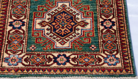 Kazak Green Runner Hand Knotted 22 X 62 Area Rug 700-146689 Image 4
