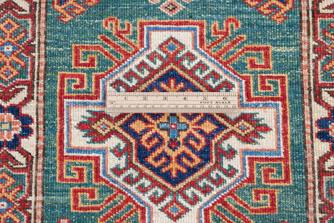 Kazak Green Runner Hand Knotted 22 X 62 Area Rug 700-146689 Image 6