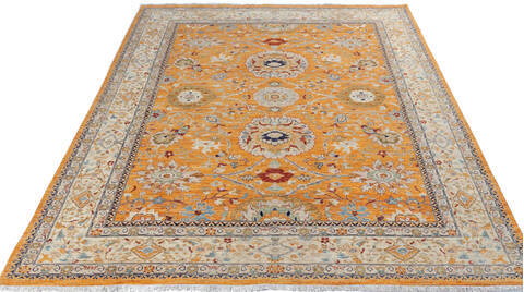 Chobi Yellow Hand Knotted 81 X 100 Area Rug 700-146690 Image 1