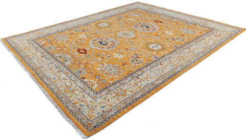 Chobi Yellow Hand Knotted 81 X 100 Area Rug 700-146690 Image 2