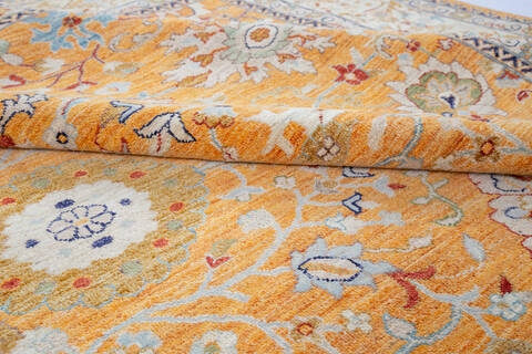 Chobi Yellow Hand Knotted 81 X 100 Area Rug 700-146690 Image 4