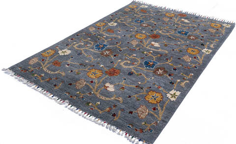 Chobi Grey Hand Knotted 410 X 611 Area Rug 700-146693 Image 3