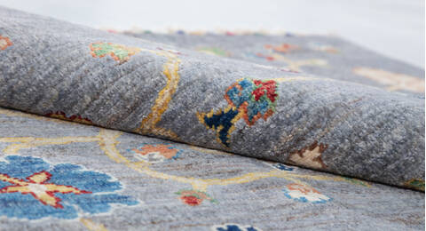 Chobi Grey Hand Knotted 410 X 611  Area Rug 700-146693 Image 7