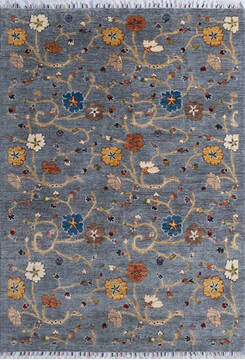 Chobi Grey Hand Knotted 4'10" X 6'11"  Area Rug 700-146693