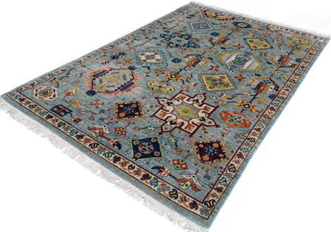 Chobi Blue Hand Knotted 56 X 710 Area Rug 700-146694 Image 2