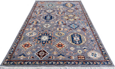 Chobi Blue Hand Knotted 60 X 90 Area Rug 700-146695 Image 1